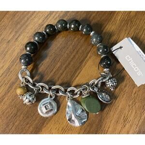 CHICO's "Sophie" Green Charm Stretch Bracelet NWT $29